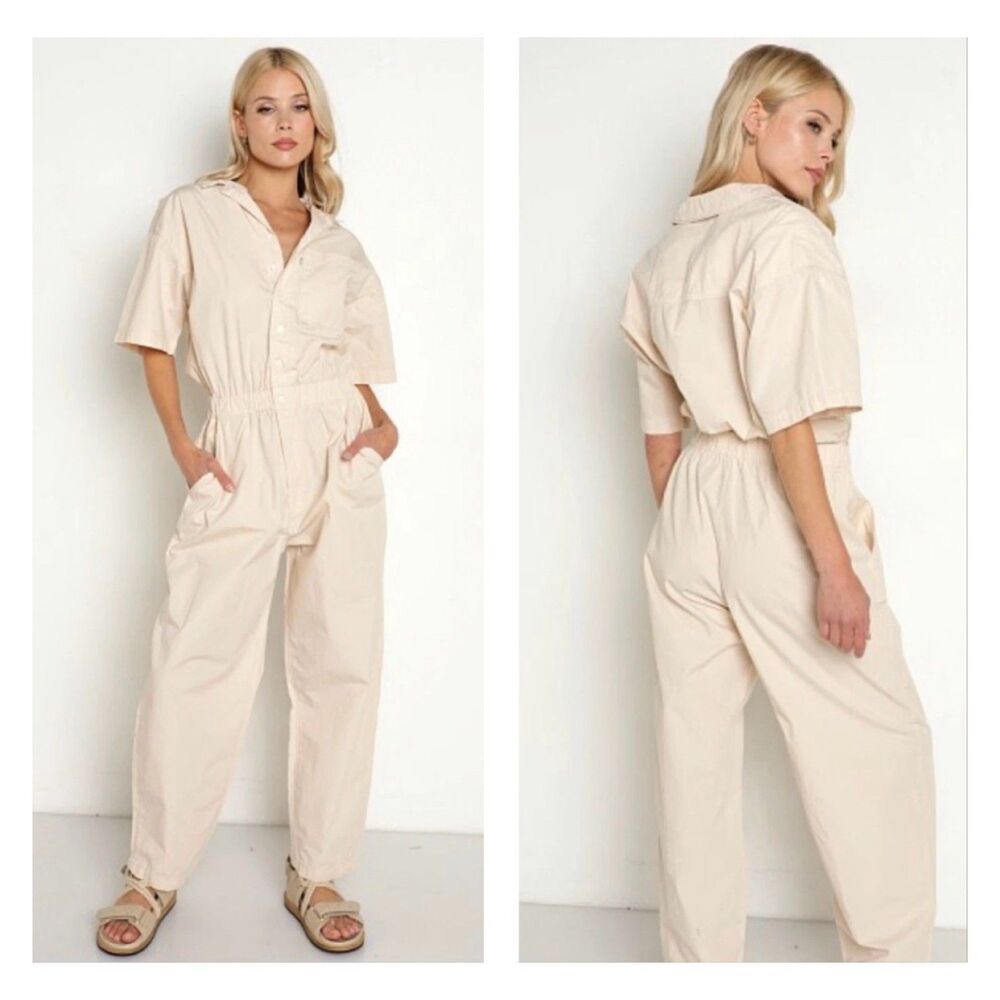 NWT - LEVI'S Scrunchie Tapioca Short Sleeve Utility Jumpsuit, Oversized Fit, S